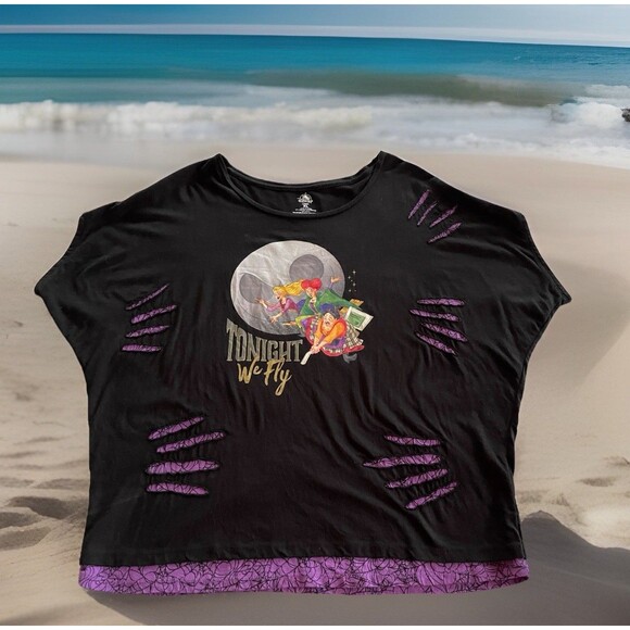 Disney Halloween Tonight We Fly Women Hocus Pocus Tee T Shirt Ladies Sz XL - Picture 1 of 9